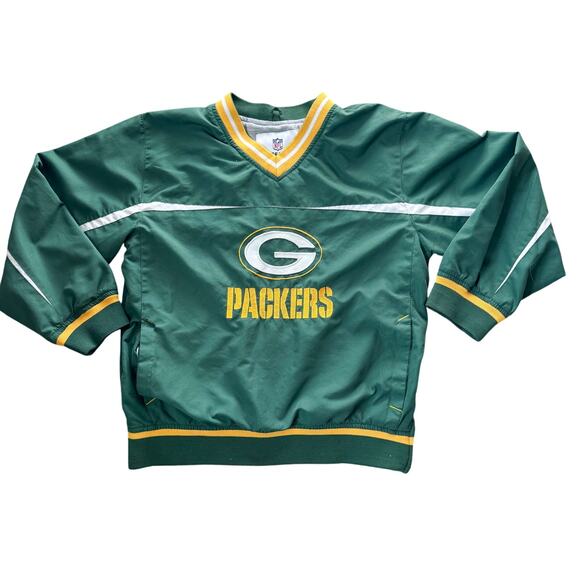 Green Bay Packers NFL Team Apparel  V Neck Windbreaker Pullover Youth Size 10/12 - Picture 1 of 8
